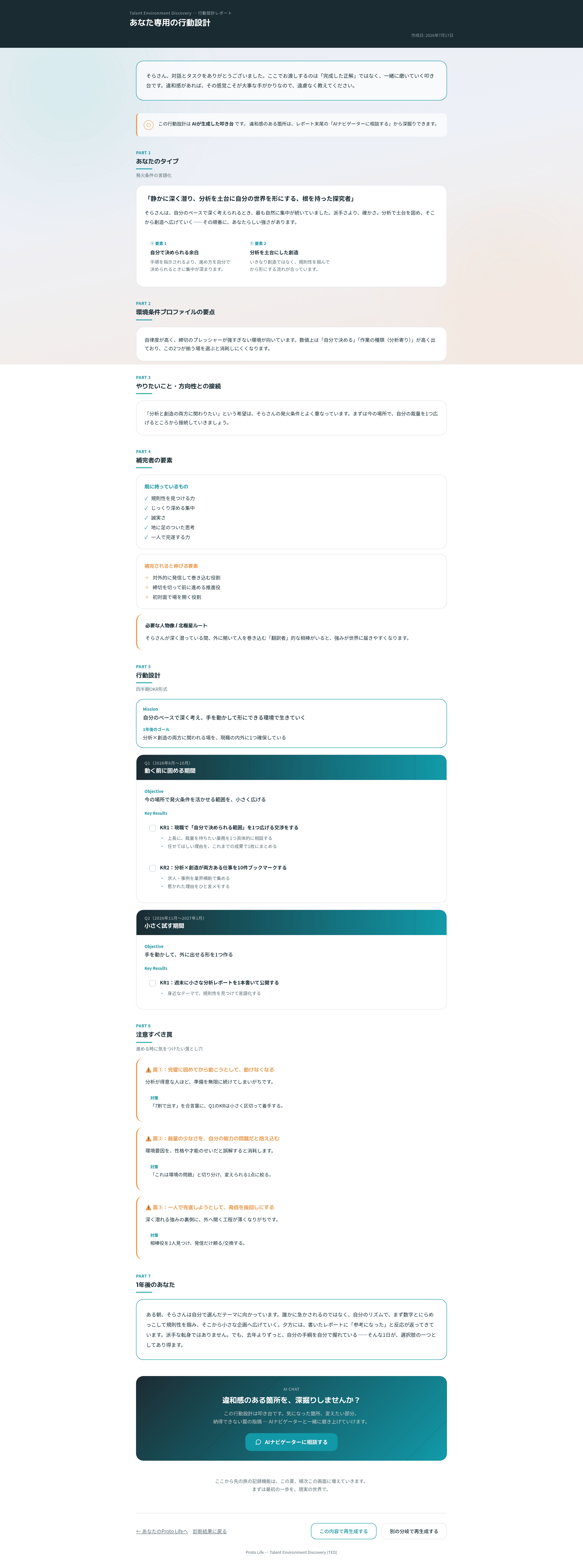 行動設計の画面（実際のスクリーンショット）